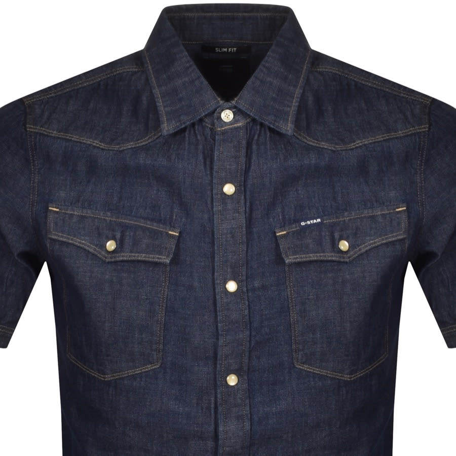 Alternative Image for ProductG Star Raw Slim 3301 Short Sleeved Shirt Navy2
